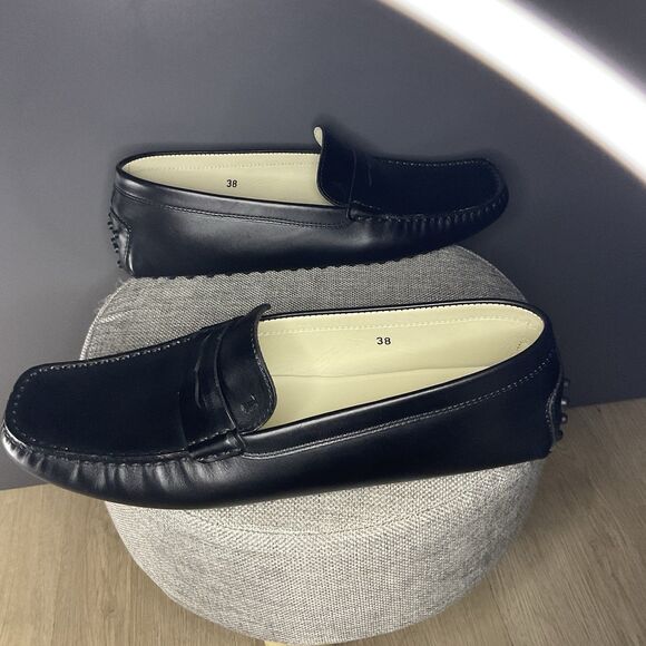 Tod’s Womens Black Leather Penny Loafer Gommino Driving Shoe EU 39 (US 8.5) - Picture 9 of 16